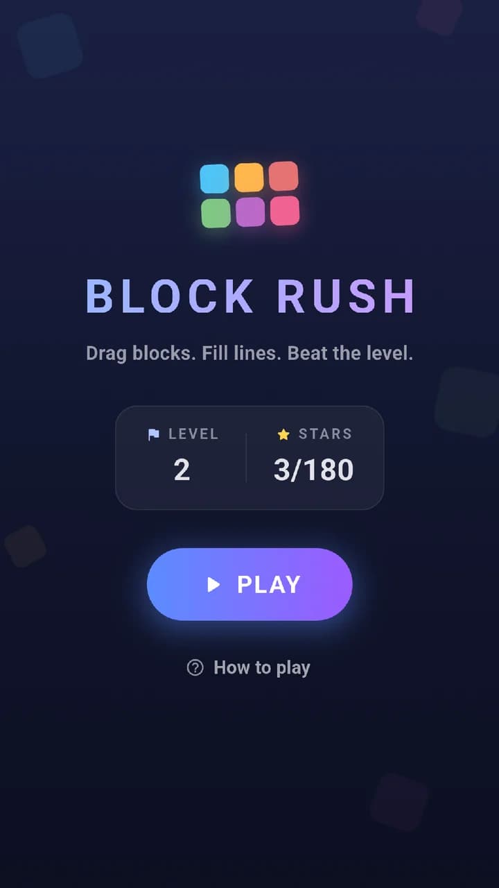 Block Rush home screen